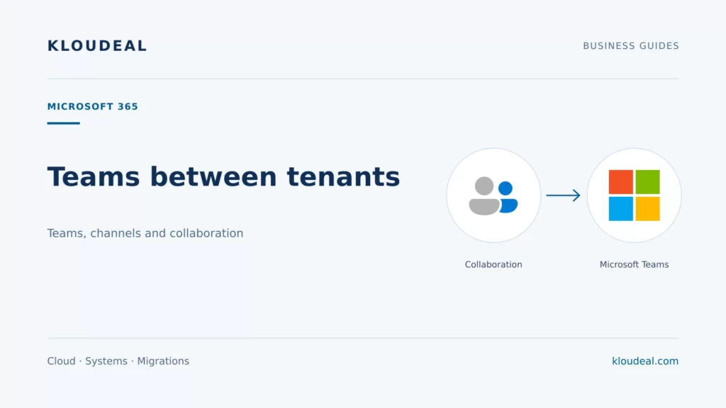 Migrating Microsoft Teams between tenants: a technical guide — Kloudeal editorial illustration
