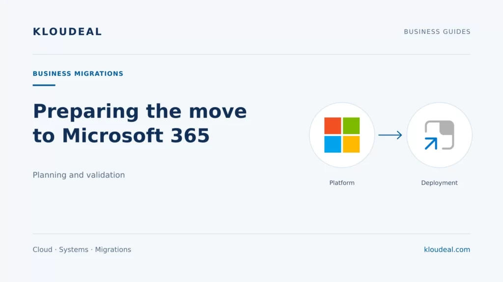 How to migrate to Microsoft 365: planning and checks — Kloudeal editorial illustration