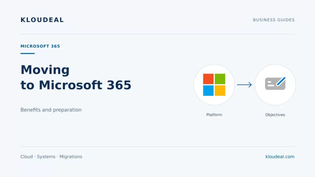 Benefits of migrating to Microsoft 365: a business guide — Kloudeal editorial illustration