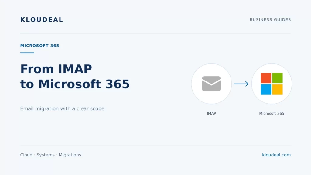 IMAP migration to Microsoft 365: a business guide — Kloudeal editorial illustration