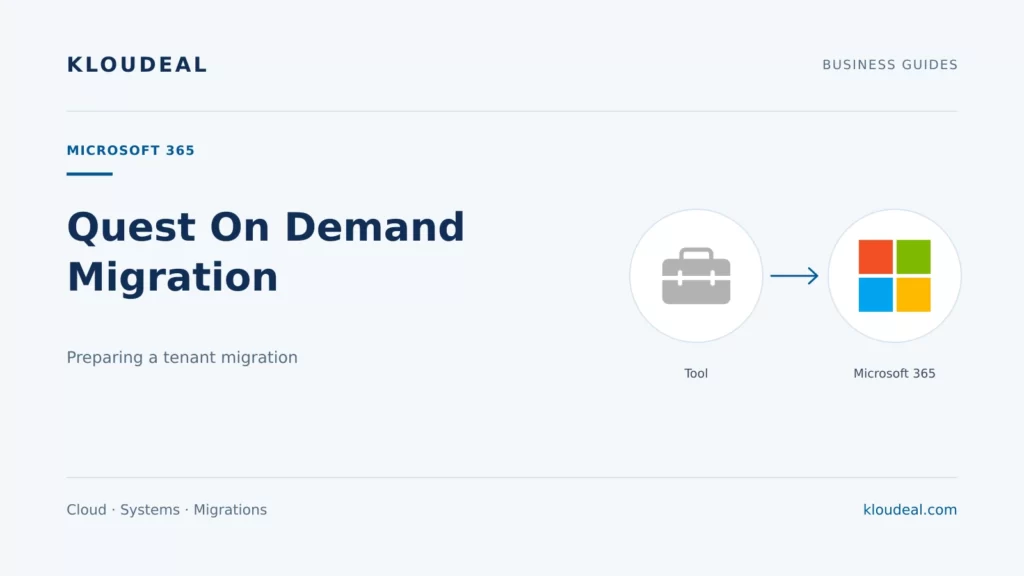 Quest On Demand Migration: a tenant migration guide — Kloudeal editorial illustration