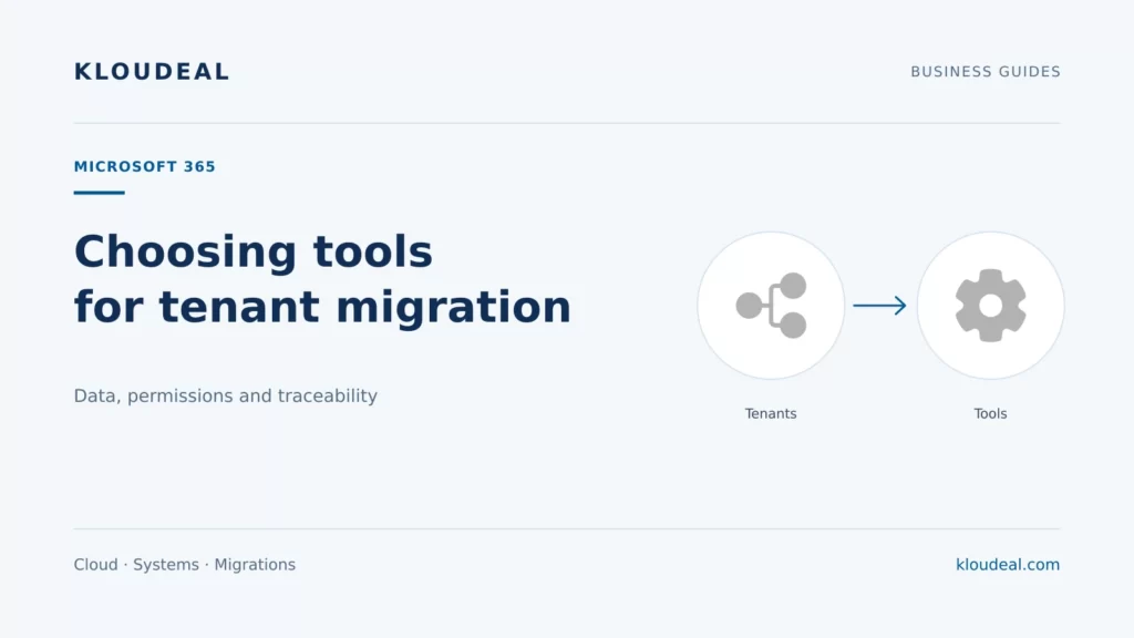 Tenant migration tools: how to choose — Kloudeal editorial illustration