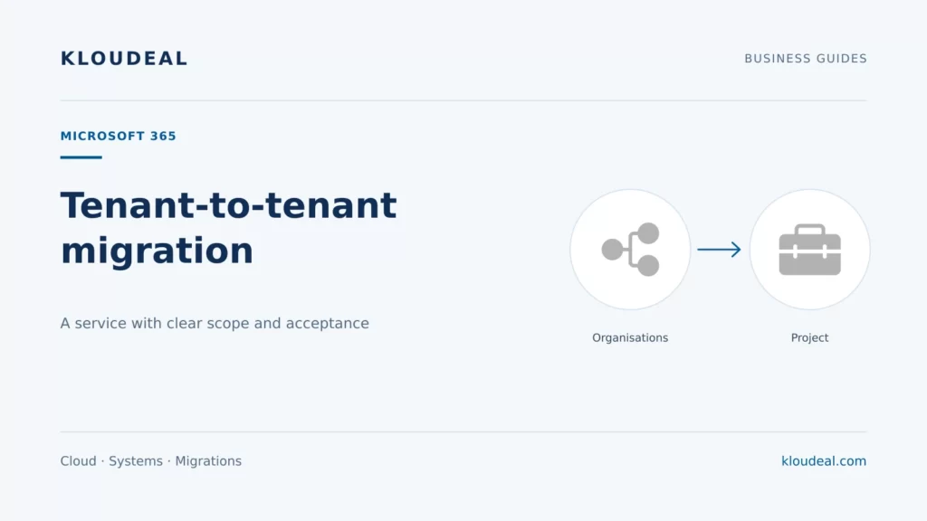 Microsoft 365 tenant-to-tenant migration services — Kloudeal editorial illustration