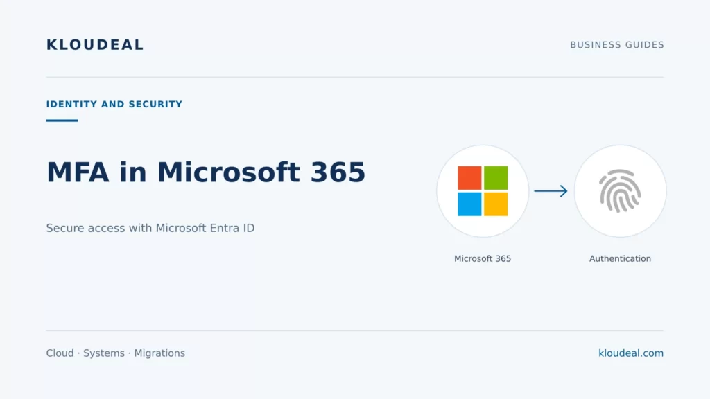 MFA in Microsoft 365: deployment with Entra ID — Kloudeal editorial illustration