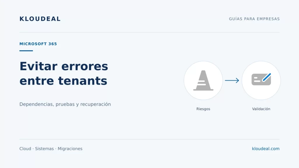 Errores al migrar entre tenants de Microsoft 365 — portada editorial de Kloudeal