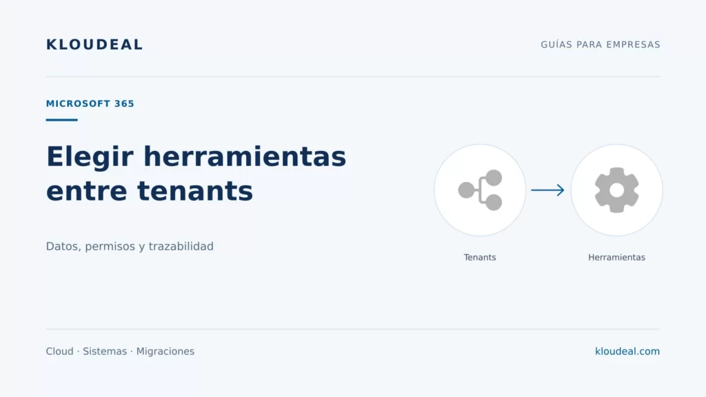 Herramientas para migrar entre tenants: cómo elegir — portada editorial de Kloudeal